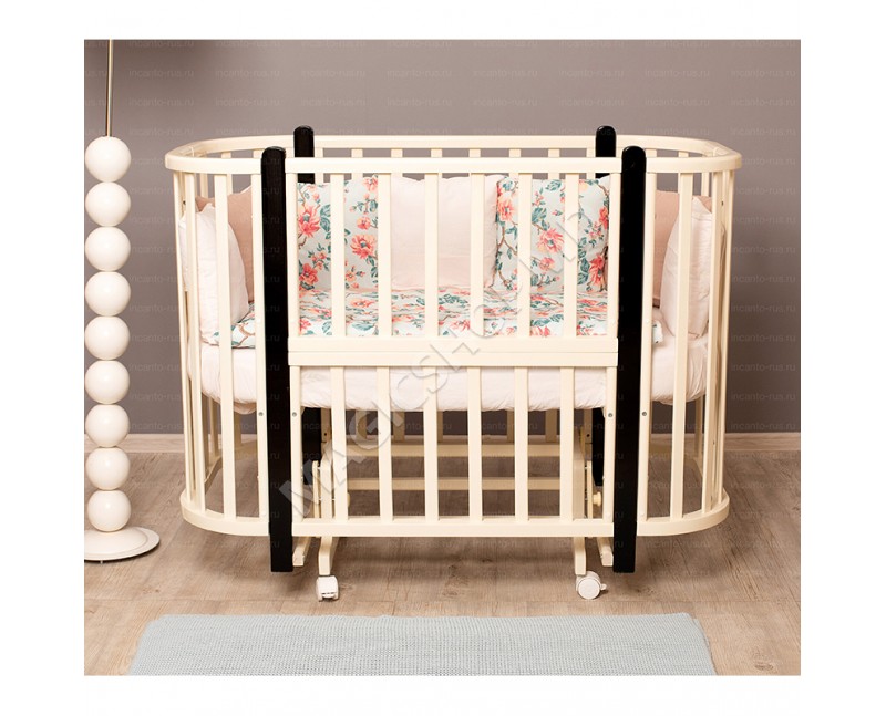 Pătuț pentru copii NELI 125x60 cm Ivory; Wenge